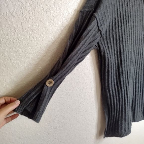 Free People Around The Clock Pullover Ribbed Sweater Grey Sz Xs - Picture 5 of 10